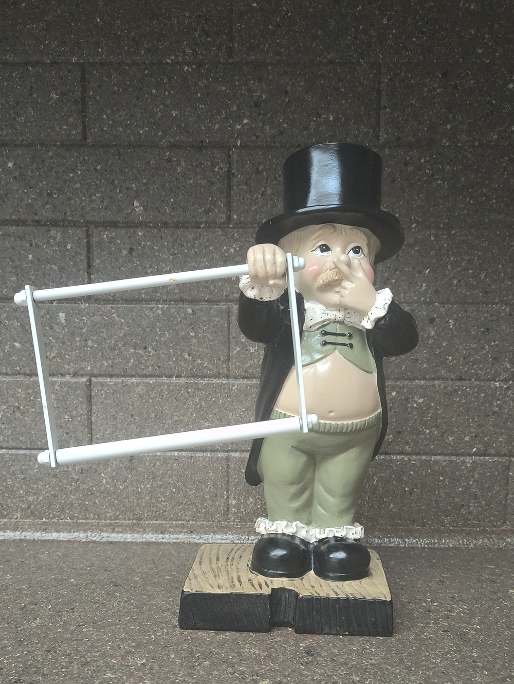 Top Hat Gentleman Figurine in Black and Olive - Decorative Home Accent